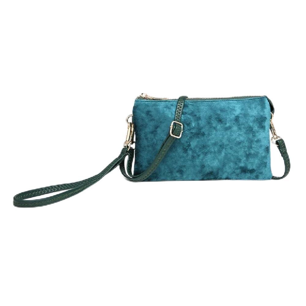 7807 Riley Green Velvet Crossbody Bag - Elegant Clutch Purse